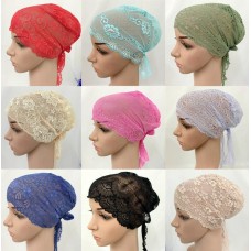 Mujer Muslim Inner Cap Arab Lace Hijab Islamic Headwear Chemo Turban Hat Wraps  eb-51641778